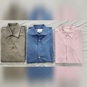 Non Iron Dress Shirt Slim Fit 15/34 (Pink, Blue and Gray) - 3 Shirts